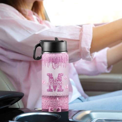 MyPupSocks Custom Water Bottle for Kids, Personalized Kids Stainless Steel Water Bottle with Name, Customizable Kids Cups with Lids and Straws for Boys Girls Birthday Graduation - color: Color 9
