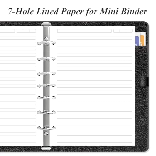 (2-Pack) Mini Binder Lined Paper for 3 or 7 Ring Binders - 200 Sheets/400 Pages Paper Refills, 100gsm, 5.8" x 8.5" - size: 5.8" x 8.5" - 7-Hole, style: 200 Sheets