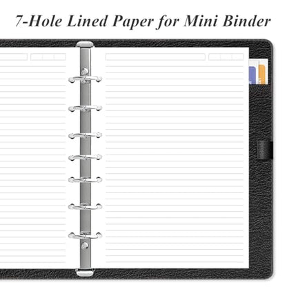 (2-Pack) Mini Binder Lined Paper for 3 or 7 Ring Binders - 200 Sheets/400 Pages Paper Refills, 100gsm, 5.8" x 8.5" - size: 5.8" x 8.5" - 7-Hole, style: 200 Sheets