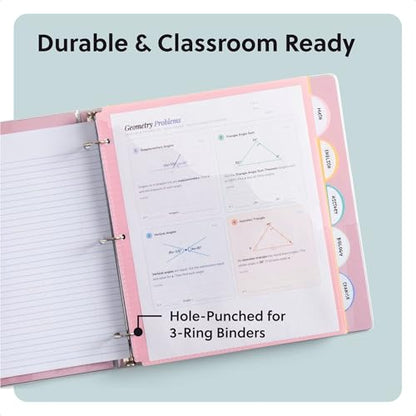 U Brands 5 Tab Poly Binder Dividers with Pocket, Pastel Drift, 3-Hole Punched, 10 Blank Labels, Transparent Pocket, Durable No-Tear - color: Pastel Drift