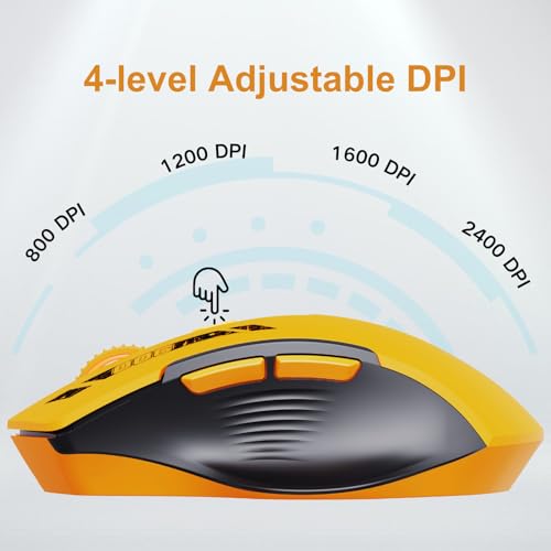 Uineer Wireless Mouse,Upgraded 2.4GHz Rechargeable (Battery Level Visible) Ergonomic Computer Mouse,4 Levels DPI, Wireless Mice for Laptop Computer(Yellow) - color: matte yellow