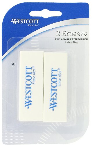 Westcott Eraser 2-Pack, White, Standard, 14610