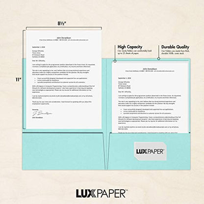LUXPaper 9" x 12" Presentation Folders | Two Pocket | Seafoam Blue | 100lb. Cover | 10 Qty - color: Seafoam