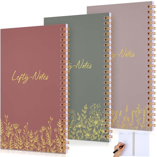 Lewtemi 3 Pcs Left Handed Spiral Notebook, Back to School Supplies for Lefties, 8x5 Inch Wire Bound Notebooks 100 Page Journal Back to School Gifts for Left Handers(Vintage Color) - color: vintage color