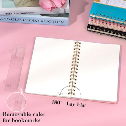 Dot Grid Spiral Notebook A5 Spiral Bullet Dotted Journal 160 Pages Thick Dot Paper Notebooks Plastic Hardcover Spiral Notebook 5x7 Wire Bound Notebooks for Note Taking School Office Supplies,Pink - color: Pink, style: B - Dotted - A5