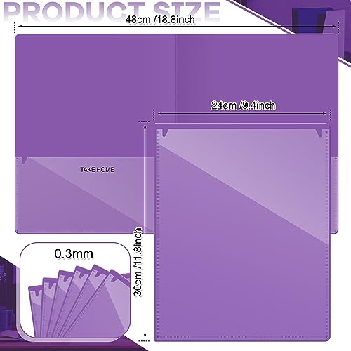 Henoyso 48 Pcs Plastic Take Home Folders with 2 Pockets Parent Teacher Classroom Communication Homework Folder for Students Parent Teacher Connector(Purple) - color: Purple