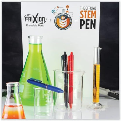 FriXion Clicker Retractable Erasable Gel Pen, Black/Blue/Red Bold Point, 6-pk; Bundle with Plastic Reusable Pouch - color: Black/Blue/Red, size: 1 Count (Pack of 6)