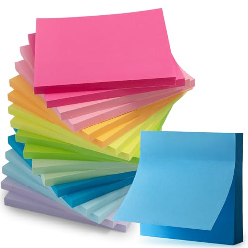 M&G 18 Pads Sticky Notes 3x3 Inch, Self Sticky Notes 9 Bright Colors Easy to Stick, Office and School Supplies for Home, Desk and Notebook Use, 50 Sheets/Pad - style: Bright 9 Colors(900 Sheets)