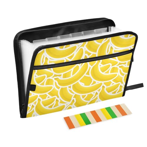 Group of Banana File Folders,Plastic Folders with 13 Pockets,Expandable File Folder for Documents School Students Office,Aesthetic Folder with Labels A4 Letter Size - color: Multi 17