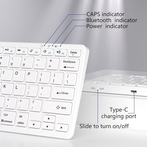 MMK Bluetooth Keyboard, Tablet Keyboard Compatible iPad 11th Generation,iPad 10th/9th/8th & Air 5th/4th, iPda Pro 13/12.9/11-Inch and Air 13/11-Inch Models and More Bluetooth-Enabled Devices-White - color: White