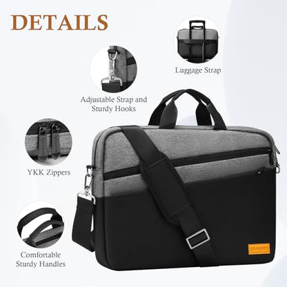 bagasin 17 17.3 inch Laptop Computer PC Shoulder Bag Carrying Case, Water-Repellent Fabric Briefcase, Lightweight Toploader, Business Casual or School - color: Grey, size: 17-17.3