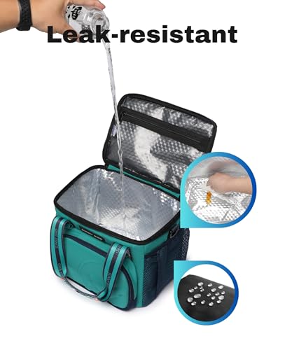 SUNNY BIRD 12L Large Insulated Lunch Bag, Leakproof and Foldable Lunch Cooler Box for Women Adult and Men, Fits 18 Cans (Turquoise Green) - color: Turquoise Green