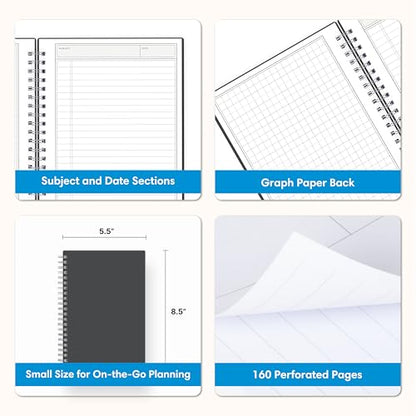 Blue Sky Notes Professional Notebook, Flexible Cover, Durable Twin-Wire Binding, Undated, Office and School (Gray, 5.5" x 8.5")