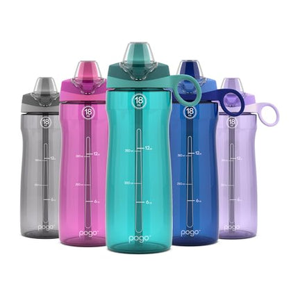 Pogo BPA-Free Tritan Plastic Water Bottle with Soft Straw Lid, 18 Oz, Teal - color: Teal