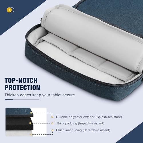 MoKo 13 Inch 360° Protective Tablet Sleeve Shoulder Bag with Earphone Hole | Fits iPad Pro 13-inch M5, iPad Air 13-inch M4, iPad Pro 12.9-inch and Galaxy Tab S9/S8 Plus 12.4-inch, Indigo - color: Indigo, style: 12.9 Inch