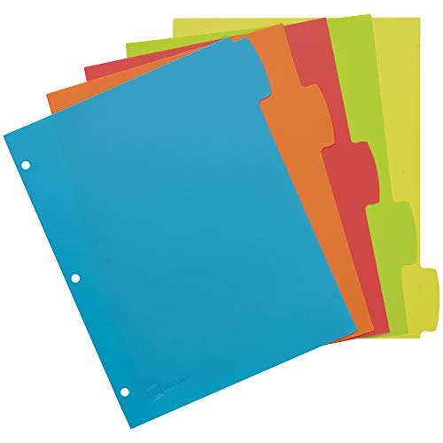 Avery Big Tab Write & Erase Durable Plastic Dividers, 5-Tab Set, Multicolor Brights, 3 Sets (21212) - size: 5 tab, style: 3 Sets