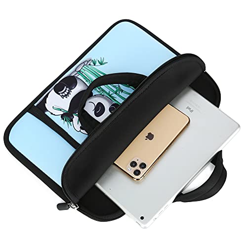 11.6" 12.2 inches Laptop Sleeve Chromebook Case Ultrabook Case Notebook PC Messenger Bag Tablet Neoprene Handle Sleeve for Adult Men Women, Two Pockets (Panda & Bamboo) - color: Panda & Bamboo