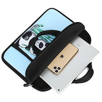 11.6" 12.2 inches Laptop Sleeve Chromebook Case Ultrabook Case Notebook PC Messenger Bag Tablet Neoprene Handle Sleeve for Adult Men Women, Two Pockets (Panda & Bamboo) - color: Panda & Bamboo