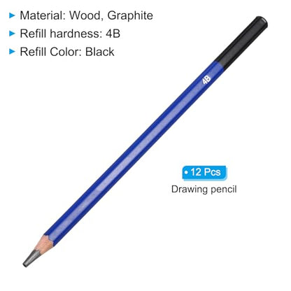 PATIKIL 4B Drawing Pencils, 12PCS Sketch Pencils for Drawing, Art, Design, Classroom, Office, Home, Gifts - size: 1 Count (Pack of 1), style: 4B