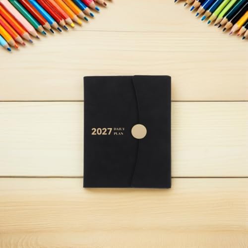 Lurrose 2027 A5 Academic Planner Weekly Monthly Schedule Organizer with Multi-purpose Layout in Faux Leather Cover Portable Calendar Notebook for Professionals and Students