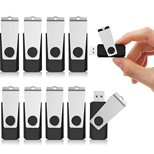 KEXIN 10 Pack USB Flash Drive - 64GB Thumb Drive with Swivel, Black (64GB, 10 Pack) - size: 64 GB USB 2.0, style: 10 Pack