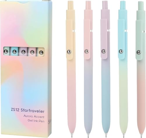 Vanhench 10Pcs Gel Pens, Black Ink Cute Pens for Trendy Stuff, Happy Birthday Gift Basket, Aesthetic Office Supplies (10PCS Gradient) - color: 10PCS Gradient (Black Ink)
