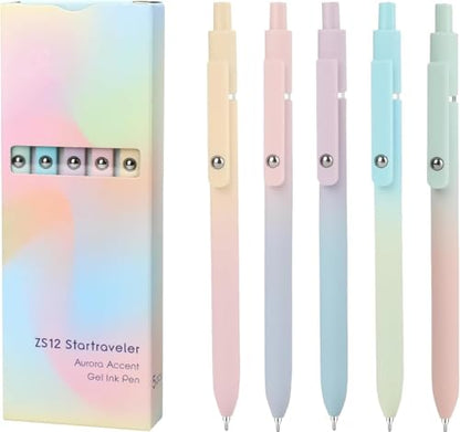Vanhench 10Pcs Gel Pens, Black Ink Cute Pens for Trendy Stuff, Happy Birthday Gift Basket, Aesthetic Office Supplies (10PCS Gradient) - color: 10PCS Gradient (Black Ink)