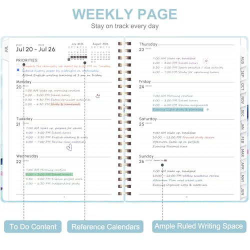Planner 2026-2027, Weekly and Monthly Academic Year Calendar Planner, July 2026 - June 2027, Daily Agenda Book for Office School Supplies, A5(6.3'' x 8.5'') - color: 2607-Whale, size: 6.3"x8.5"(Jul 2026-Jun 2027)