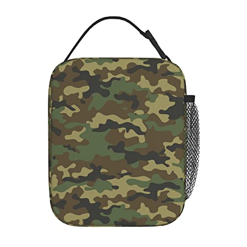 Green Camo Lunch Bags For Men Women Boys Girls Reusable Tote Lunch Bags For Office Work School Picnic Camping Thermal Insulation And Cold Preservation - color: Green Camo