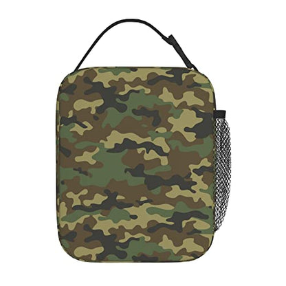 Green Camo Lunch Bags For Men Women Boys Girls Reusable Tote Lunch Bags For Office Work School Picnic Camping Thermal Insulation And Cold Preservation - color: Green Camo