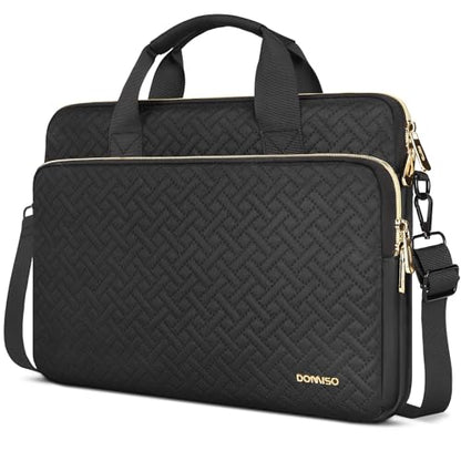 DOMISO 15.6 inch Laptop Case Sleeve Protective Cover Compatible with MacBook Pro 16 M4 M3 M2/Pro Max,15.6-16 inch HP Dell ASUS Lenovo Chromebook,Waterproof Computer Bag with Shoulder Strap,Black - color: Black, size: 15.6 inch