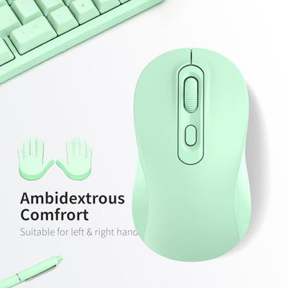 Wireless Mouse, 2026 New Model, Silent Click Ergonomic Design, Portable, 4 Buttons, Adjustable DPI (800/1200/1600), for Laptop/PC/Office (Green) - color: green