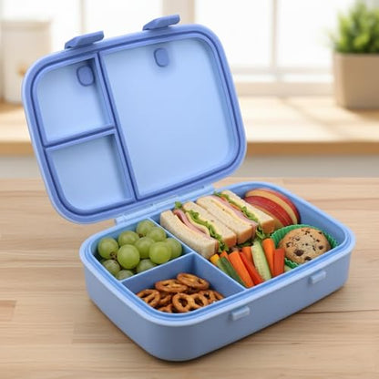 Kids Bento Explorer Lunch Box, 3 No-Mix Compartments, Microwave & Dishwasher Safe, Lightweight with Removable Tray, for Daycare, Preschool, School (Blue Ice) - color: Blue Ice