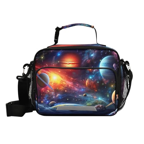 Space Planet Kids Lunch Box Insulated Lunch Bags Cooler Tote Bag with Removable Shoulder Strap for Boy Girl Student 20848199 - color: Planet