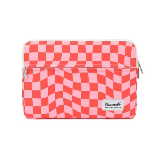 Canvaslife Pattern 13 inch Canvas Laptop Sleeve with Pocket 13 inch 13.3 inch Laptop 13 case13 Sleeve (Pink Check) - color: Pink Check, size: 13 inch/13.3 inch