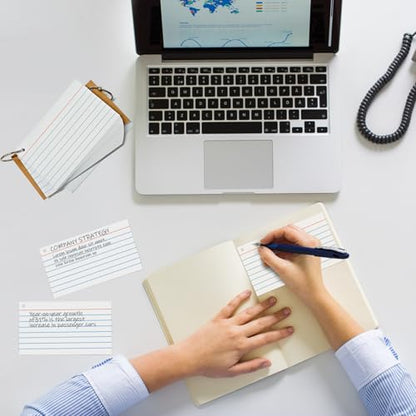 2000 PCS Index Cards 3x5 Inches White Flash Cards with Ring Lined Flashcards Ruled Index Cards Notecards Study Cards Note Cards for Studying Learning School College, White - color: White