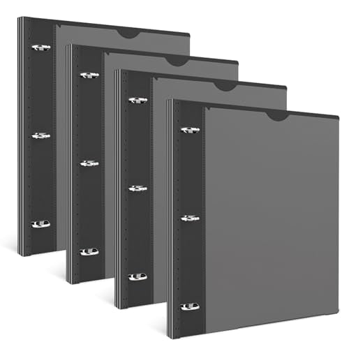 INFUN Telescoping 3 Ring Binder -4PCS-Black, Flexible Round Binder with Customizable Front Cover and Clear Catalog Pocket,Holds 8.5x11 inch Paper - color: Black, size: 0.75 Inch, style: With Clear Front Pocket - 4 PCS