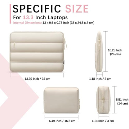 TECOOL Waterproof Puffy 13 Inch Laptop Case for MacBook Neo 13 Sleeve(A3404 A18 Pro),MacBook Air 13 M5-M1 2026-2017,Mac Pro 13/14 M5-M1 2026-2012,MacBook Sleeve 13 Inch with Pocket & Small Bag-Sand - color: Sand, size: 13-13.6 Inch
