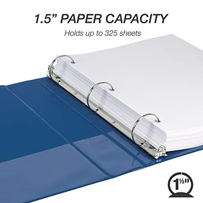 Samsill 1.5 Inch Document Storage Binder, 100% Recycled Chipboard, Round Ring, 3 Ring Binder, Navy - color: Navy, size: 1.5 Inch, style: Single
