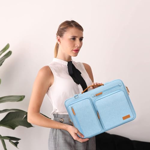 MOSISO 360 Protective Laptop Shoulder Bag,14 inch Computer Bag Compatible with HP Lenovo Dell ASUS Acer, HP, Dell Latitude, Lenovo,Side Open Messenger Bag with 4 Zipper Pockets&Handle, Air Blue - color: Air Blue, size: 14 inch