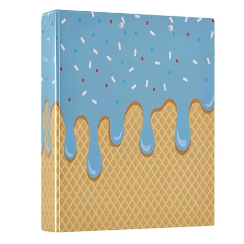 3 Ring Binder Blue Ice Cream 1.5 inch Binders Three Ring Binders with Clipboard Fit 8.5'' x 11'' Paper 3 Interior PVC Clear Pockets for Office Supplies - color: Multi128, size: 1 Pack