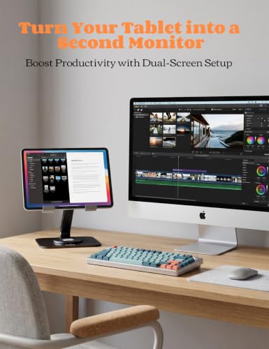 Aoviho Adjustable Tablet Stand for iPad - 360° Rotating Aluminum Desk Holder, Foldable Stable Stand for iPad Pro 12.9/11,Home Office & Travel,Great Gift for Mom & Teens, Black - color: Black