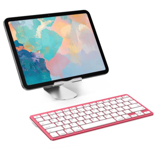 OMOTON Ultra-Slim Bluetooth Keyboard for iPad 11th/10th/9th/8th/7th, iPad Pro/Air/Mini and iPhone Series, Wireless iOS Keyboard with 12 Multimedia Keys for Office, Home, Travel, School,Red - color: Red