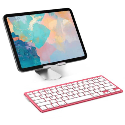 OMOTON Ultra-Slim Bluetooth Keyboard for iPad 11th/10th/9th/8th/7th, iPad Pro/Air/Mini and iPhone Series, Wireless iOS Keyboard with 12 Multimedia Keys for Office, Home, Travel, School,Red - color: Red