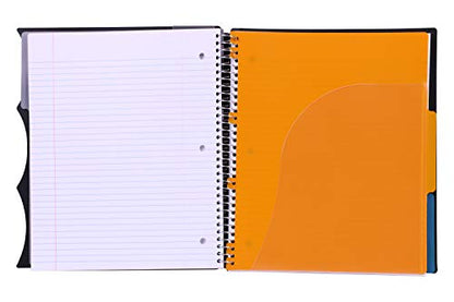 Mintra Office Durable PREMIUM Spiral Notebook, ((Black, 3 Subject, 8.5in x 11in)), Fabric Covered Coils, No Snags, Removable Adjustable Pocket Dividers, Ruler, Organization, Customizable - color: Black, size: 3 Subject (8.5in x 11in)