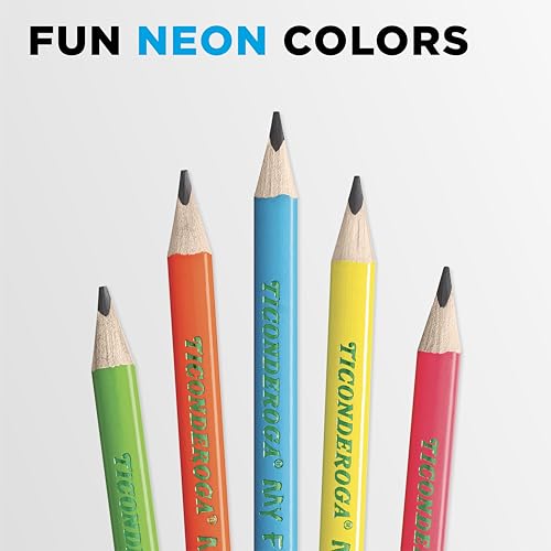 Ticonderoga My First Tri-Write Wood-Cased Pencils, Pre-Sharpened, 2 HB, With Erasers, Neon Colors, 12 Count - style: 12 Count