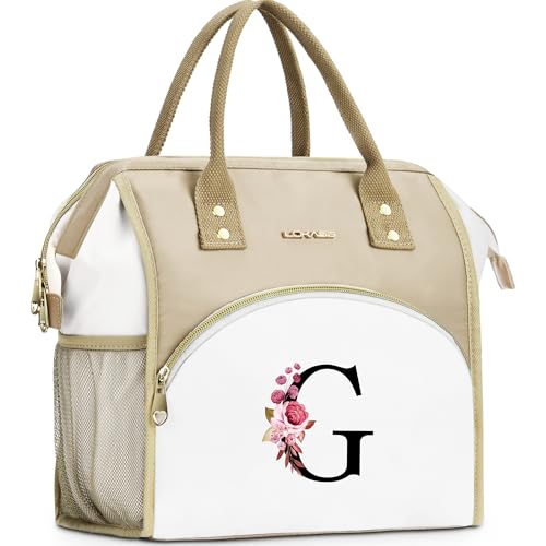 Initial Lunch Bag Women, Cooler Insulated Lunch Bag, Large Adult Leakproof Lunch Box for Picnic Work, Personalized Tote Bag, Birthday Gifts/Mother's Day Gifts, Letter G. - color: G