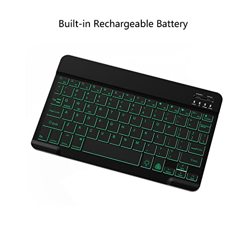 7 Color Backlit Bluetooth Keyboard for iPad 11th 10th Gen, iPad Pro M4 13 12.9 11 inch, iPad Air M3 M2 5th 4th Generation, iPad Mini iPhone Rechargeable Android Tablet Phone Wireless Keyboard (Black)