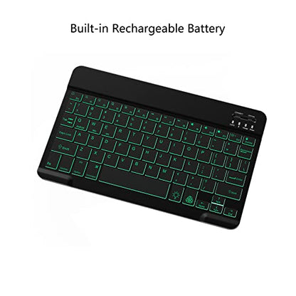 7 Color Backlit Bluetooth Keyboard for iPad 11th 10th Gen, iPad Pro M4 13 12.9 11 inch, iPad Air M3 M2 5th 4th Generation, iPad Mini iPhone Rechargeable Android Tablet Phone Wireless Keyboard (Black)