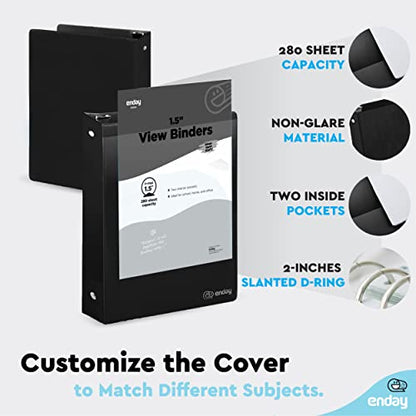 Enday 3 Ring Binder 1.5 Inch, Black Heavy Duty Three Ring Binder, 325 Sheets Capacity - 1.5 Inch Binder for Home School and Office - color: Black, size: 1.5-Inch